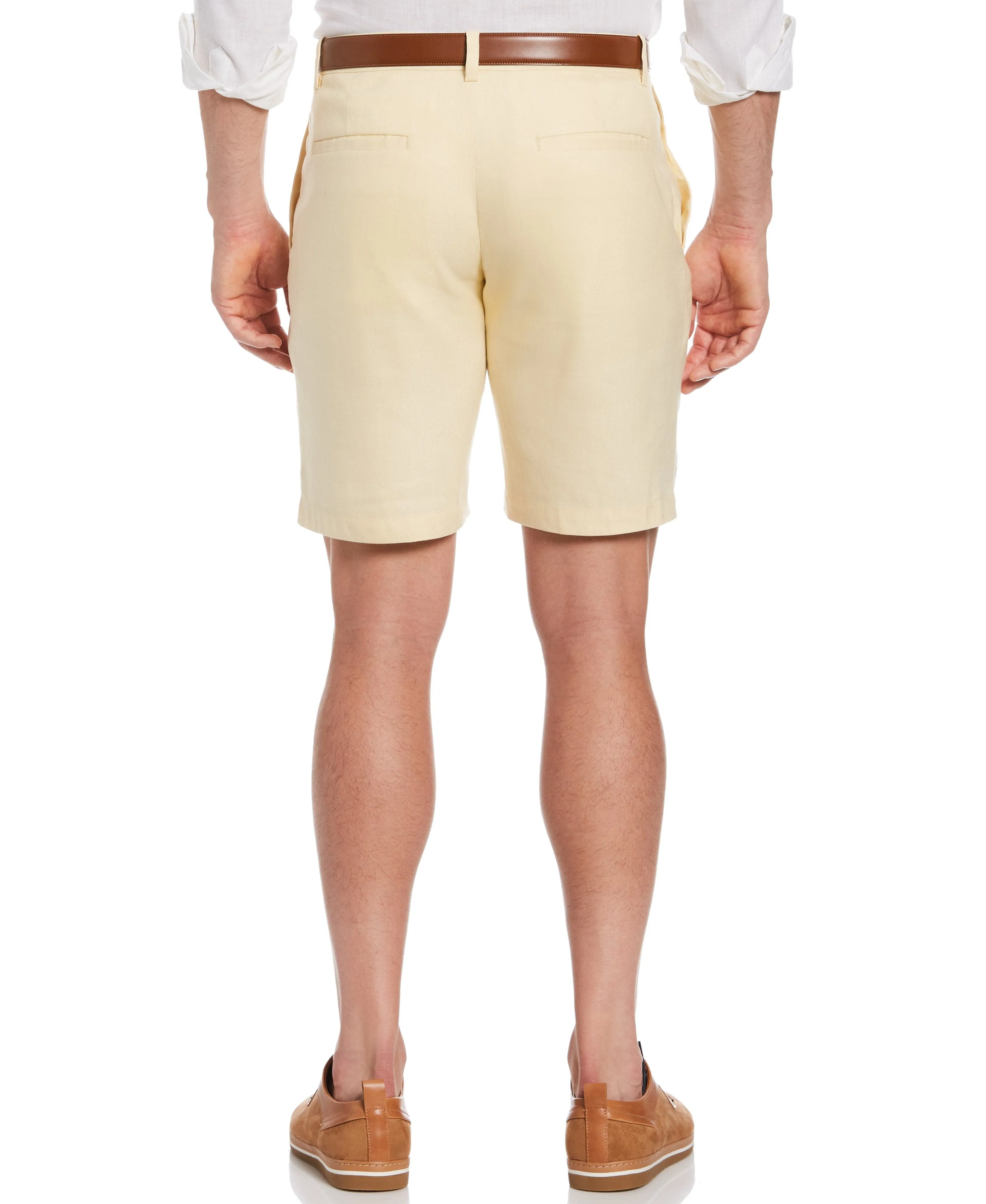 Linen-Blend Stretch Flat-Front Shorts