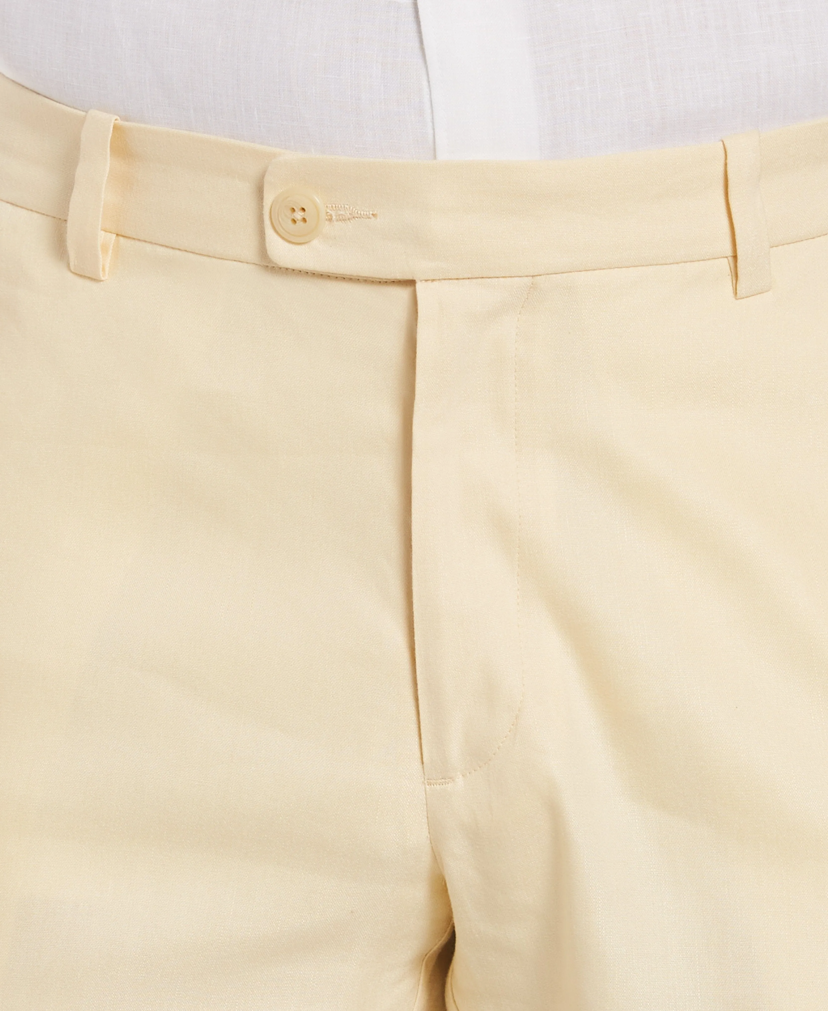 Linen-Blend Stretch Flat-Front Shorts