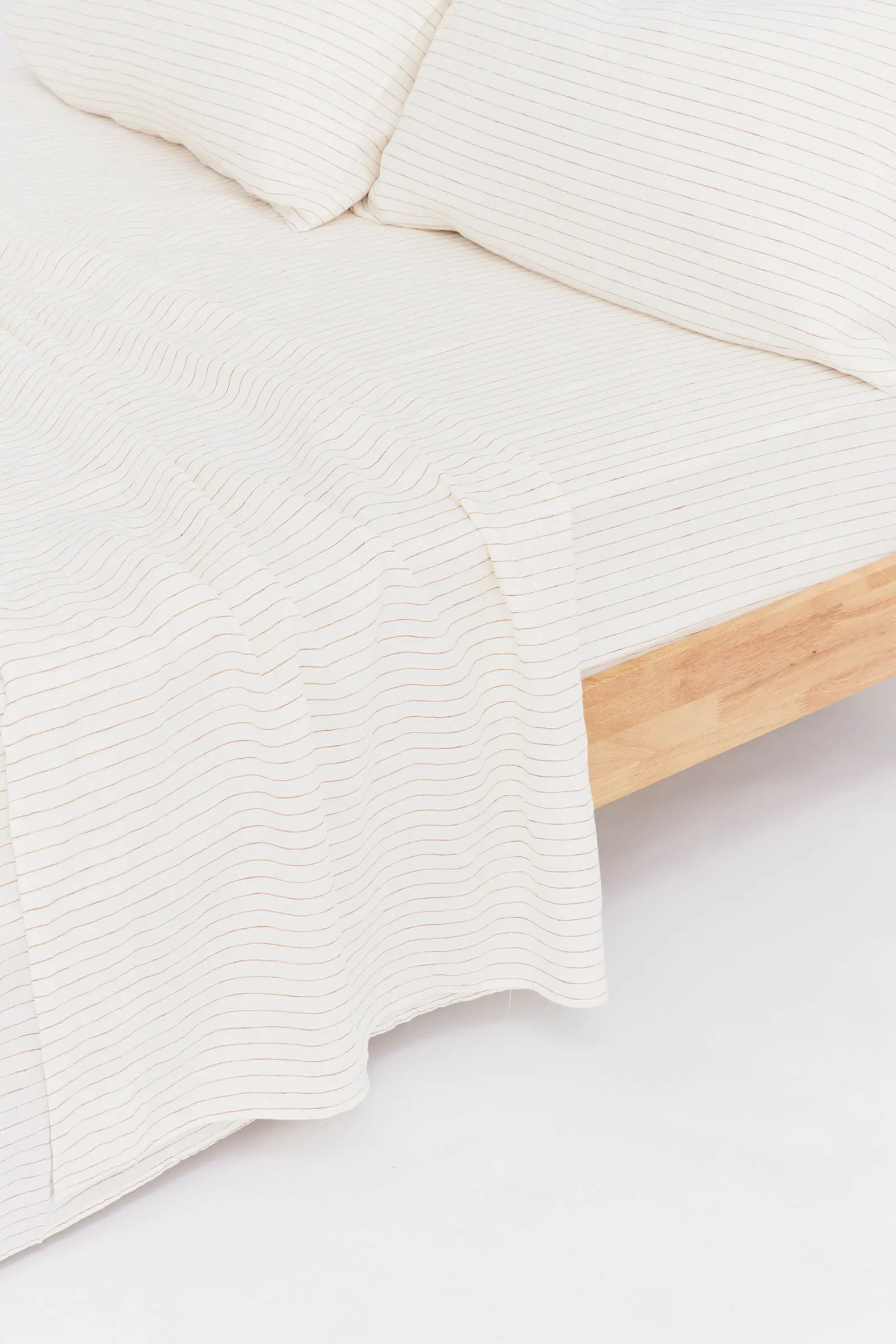 Pinstripe Linen Flat Sheet Tobacco