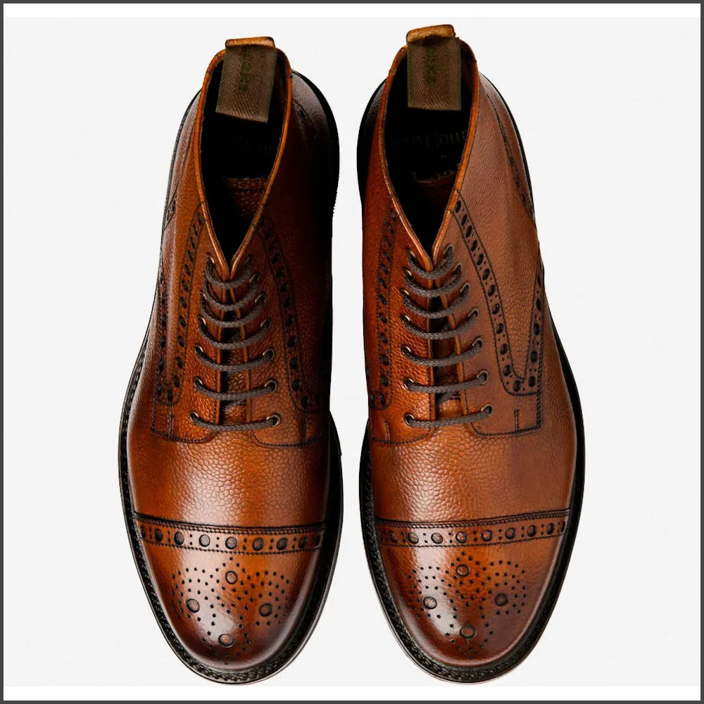 Loake Loxley Mahogany Grain Leather Boots.