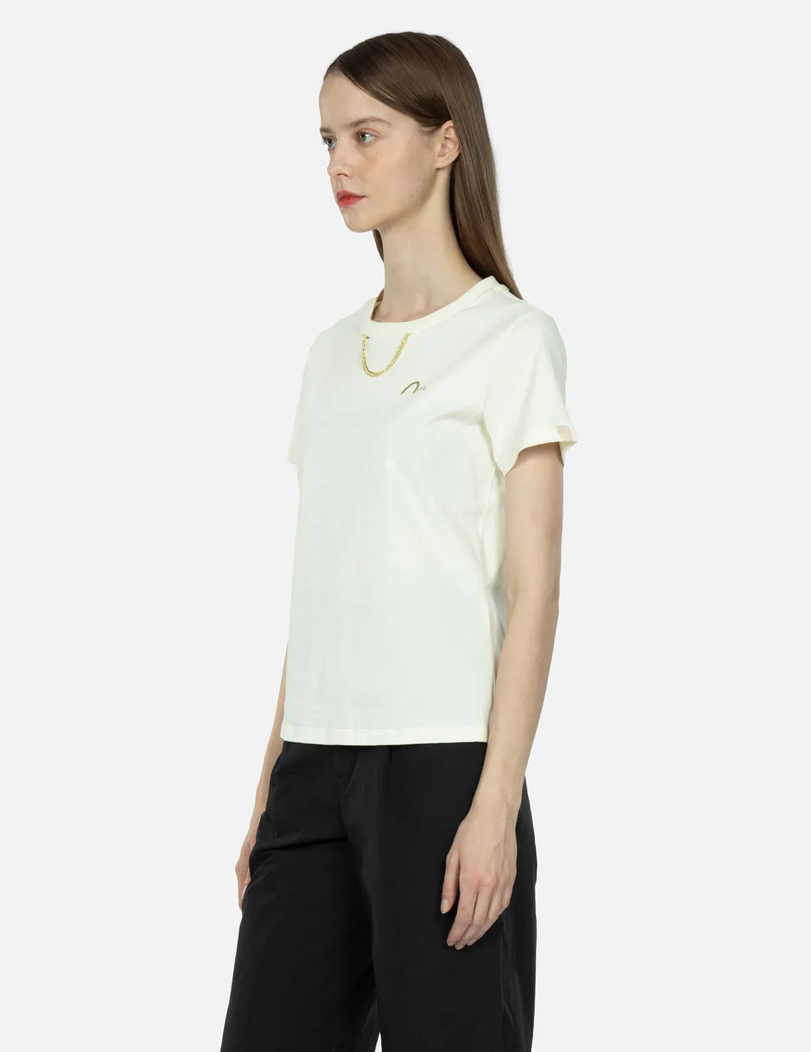 Logo and Kamon Print T-shirt With Detachable Chain