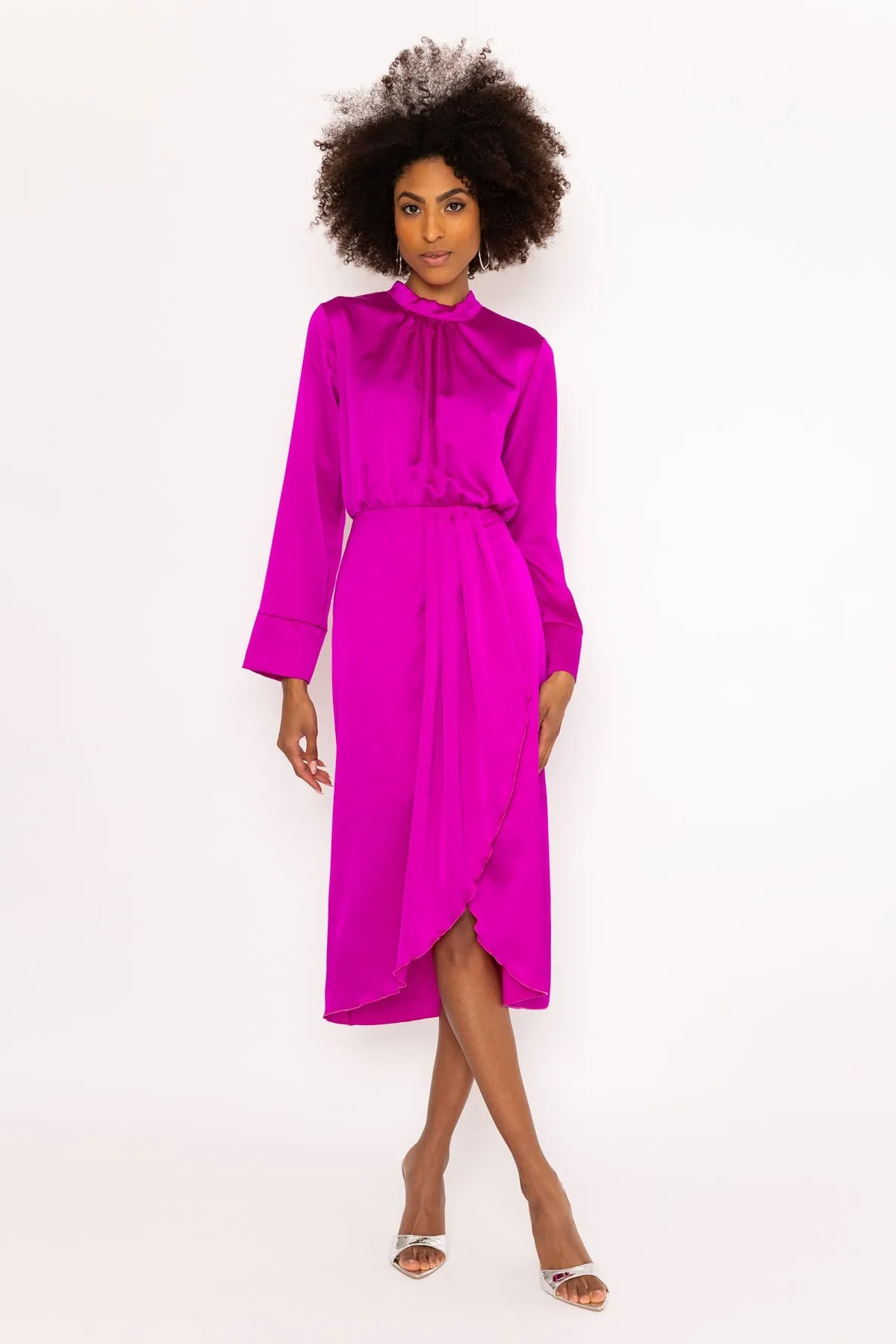 Long Sleeve Pink Naomi Midi Dress