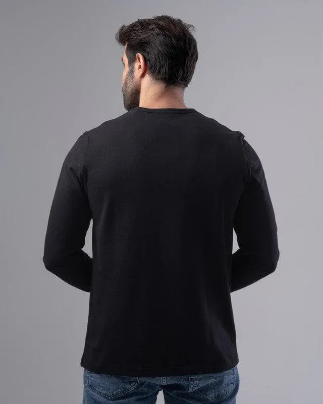 Slim Fit Long Sleeve T-Shirt in Black