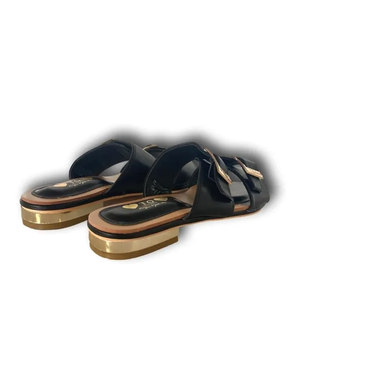 Love to Love Gai Mattiolo QC-5 Ciabatta Flat Doppia Fibbia Nero