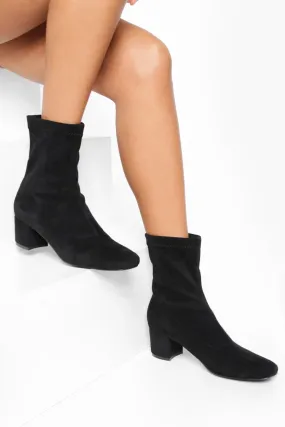 Low Block Heel Sock Boots