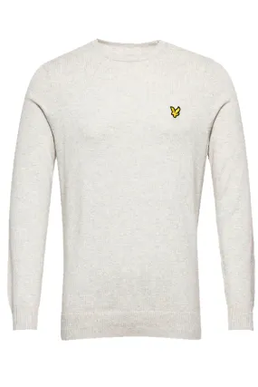 Lyle & Scott Merino Crew Knit in Light Grey Marl