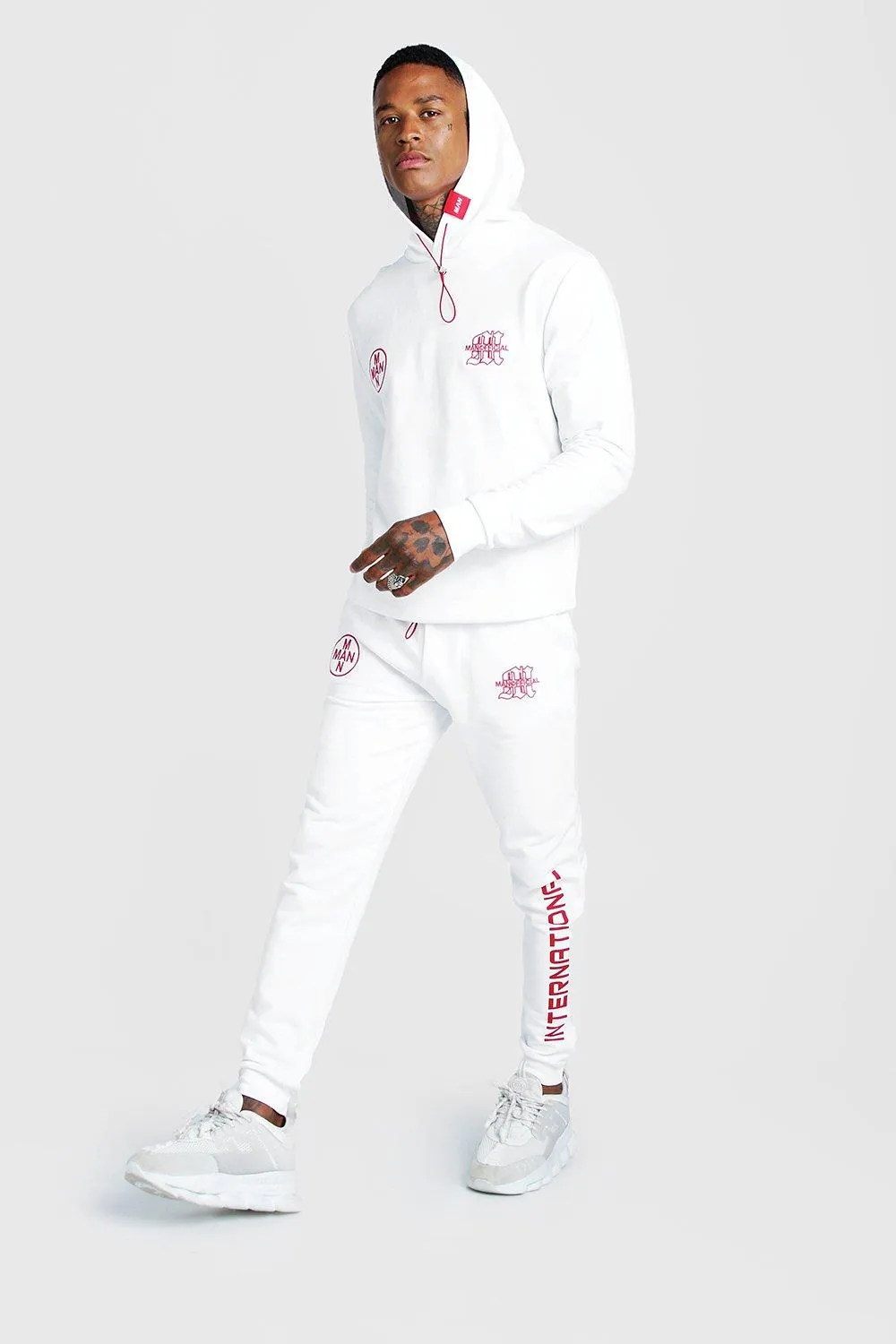 M Official Embroidered Hooded Tracksuit | boohooMAN UK