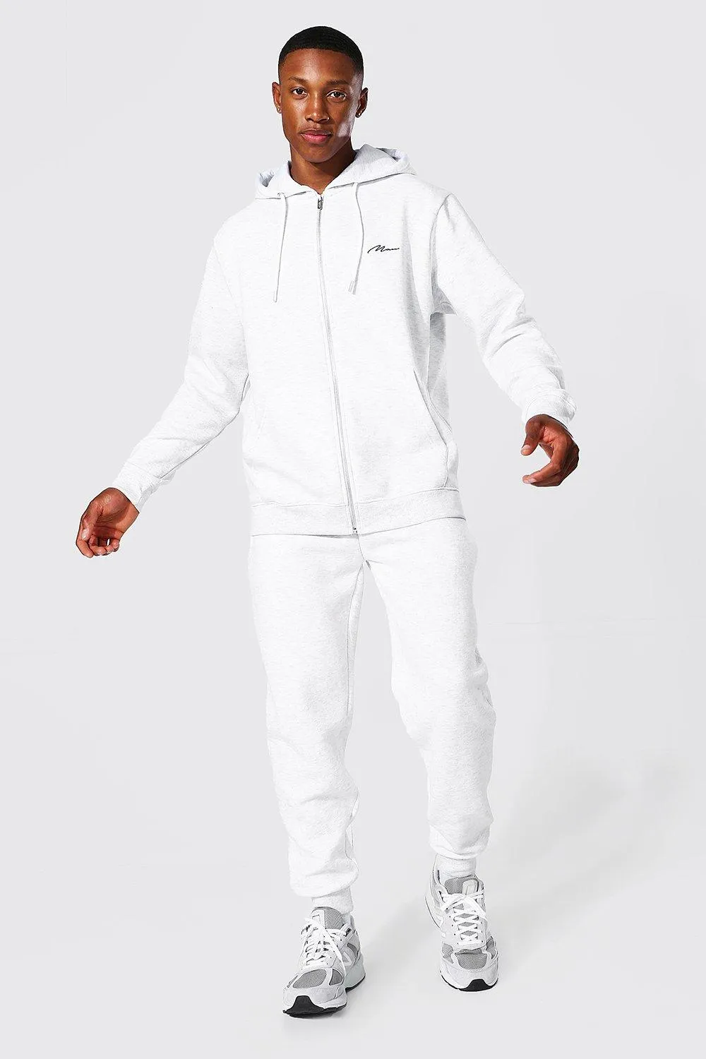 Man Signature Zip Thru Tracksuit | boohooMAN UK