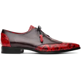 Marco Di Milano Anzio Alligator & Calfskin Derby Black Cherry