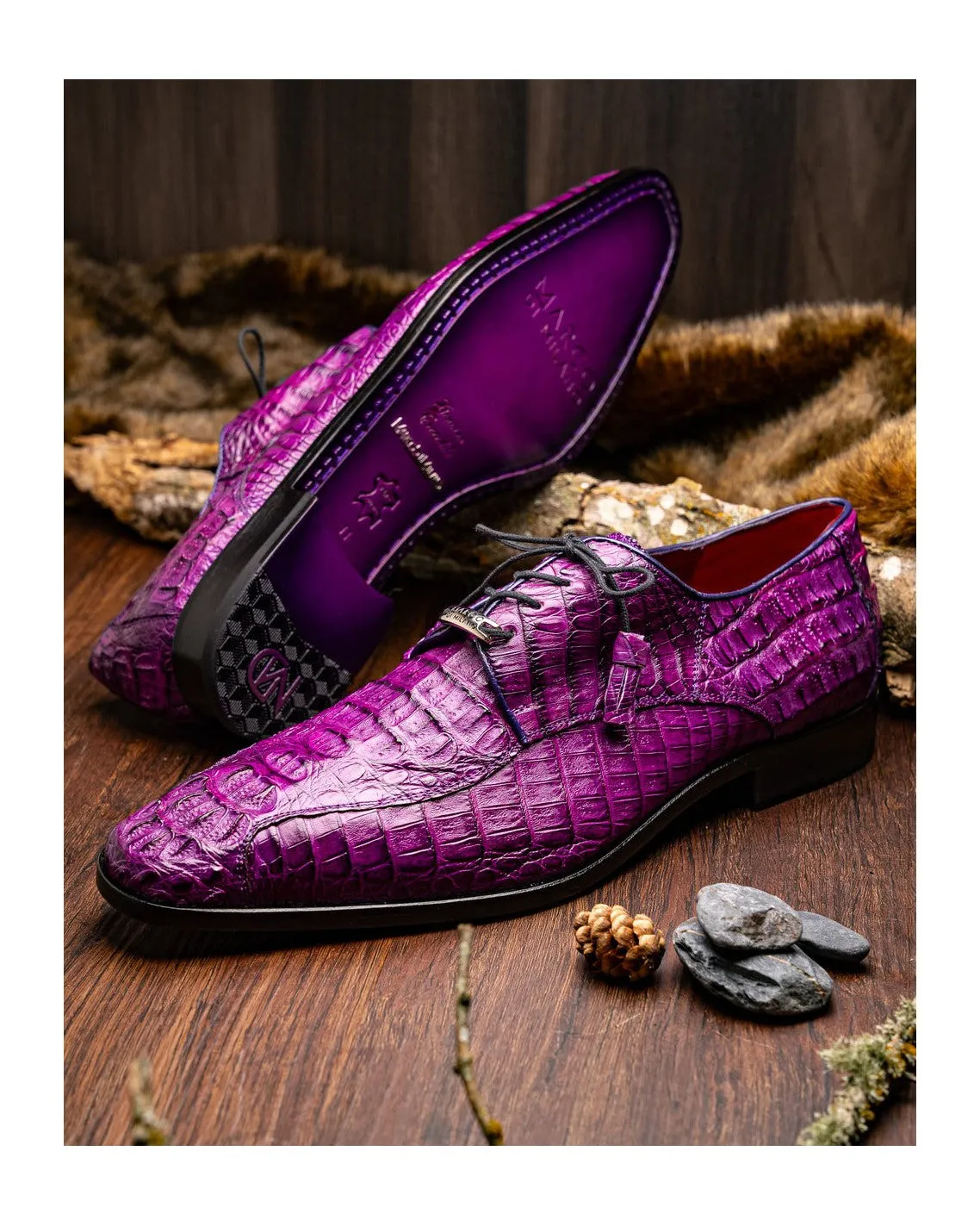 Marco Di Milano Apricena Men's Shoes Genuine Caiman Crocodile Dress Derby Oxfords (MDM1092)