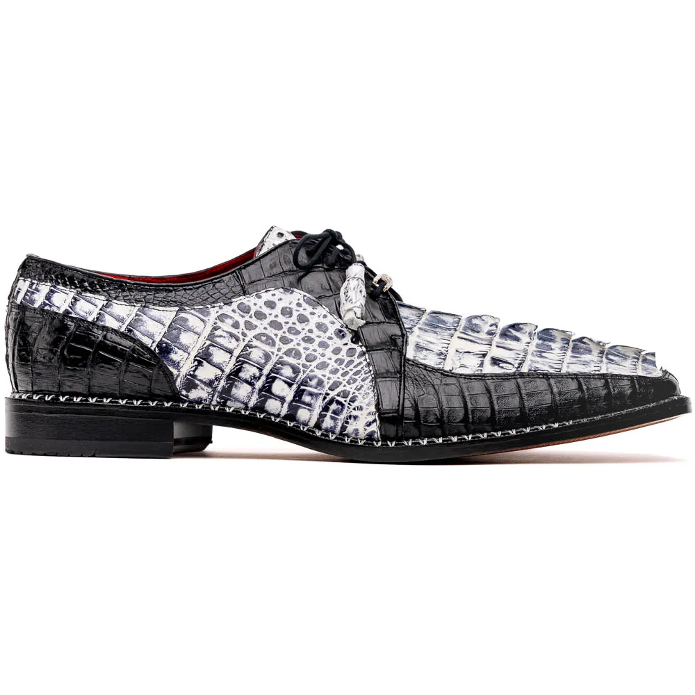 Marco Di Milano Caribe Caiman Crocodile Derby Black / Newspaper