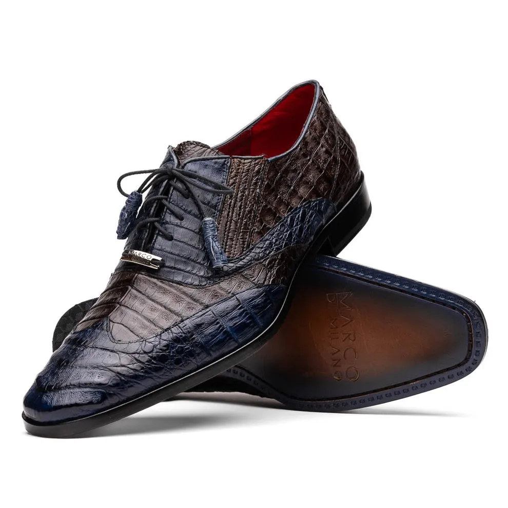 Marco Di Milano Luciano Men's Shoes Exotic Crocodile Classic Wingtip Dress Derby Oxfords (MDM1103)