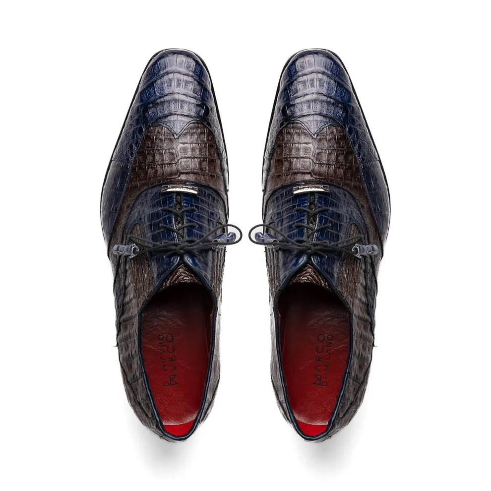 Marco Di Milano Luciano Men's Shoes Exotic Crocodile Classic Wingtip Dress Derby Oxfords (MDM1103)