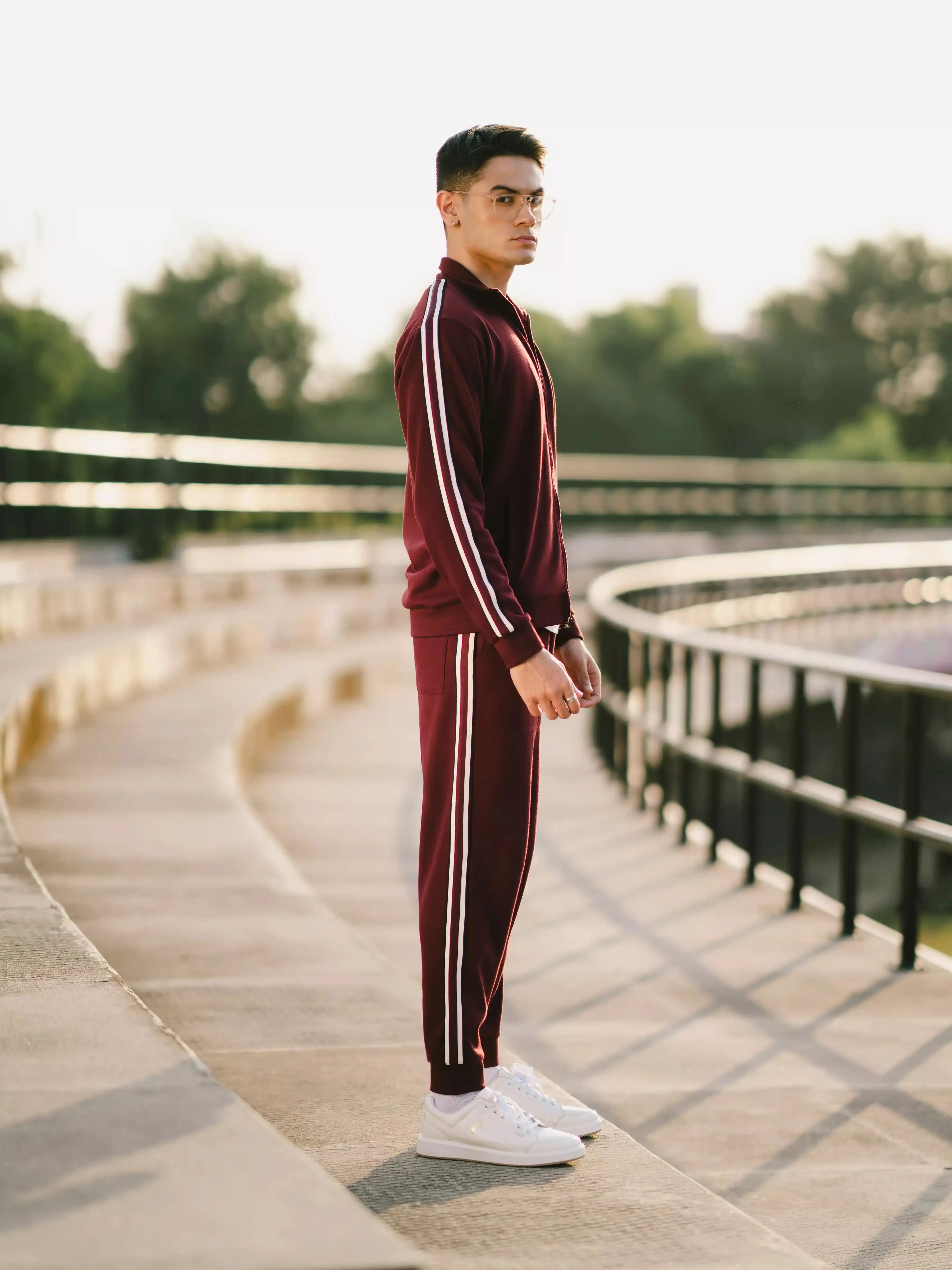 Maroon Mock Neck Zipper Jacket | Tracksuit - FMTTKS24-008