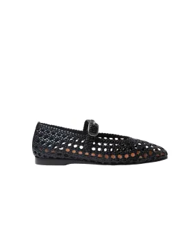 Mary Jane Woven Flat in Black