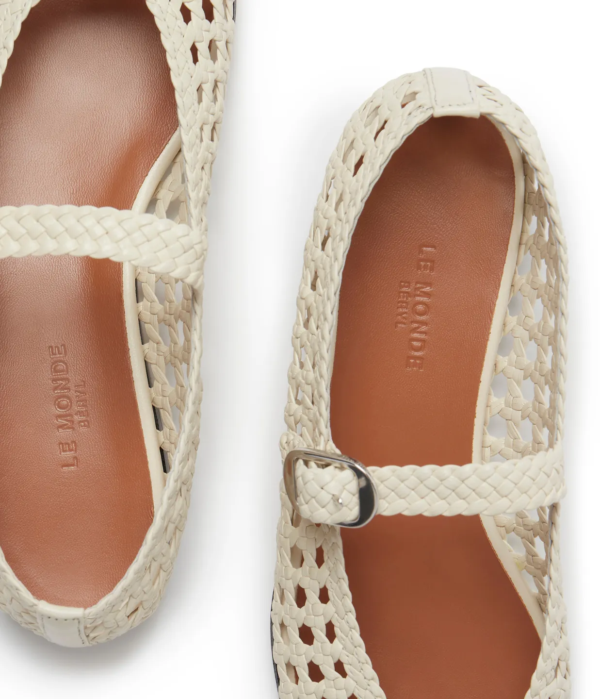 Mary Jane Woven Flat in Ecru