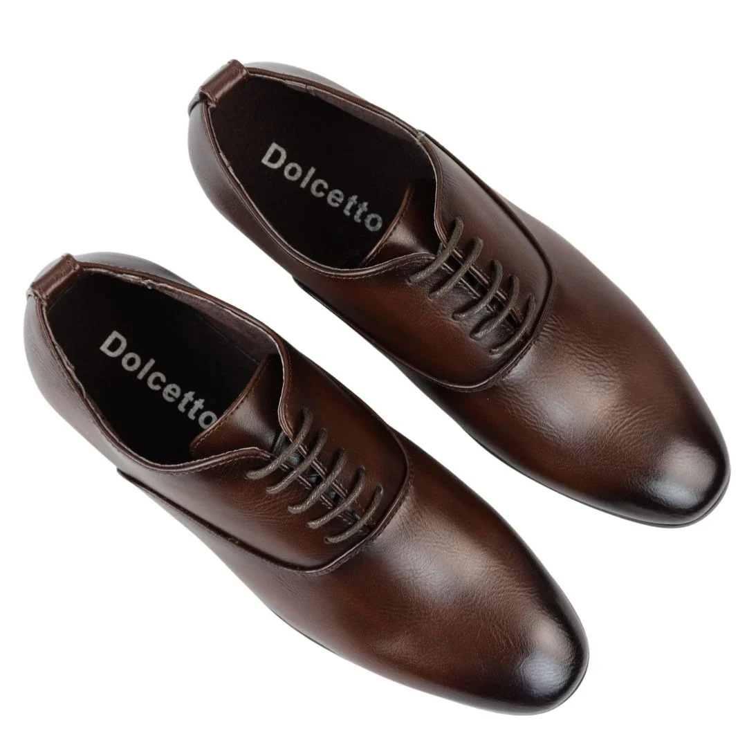 Men's Lace Up Brown Derby Oxford Shoes