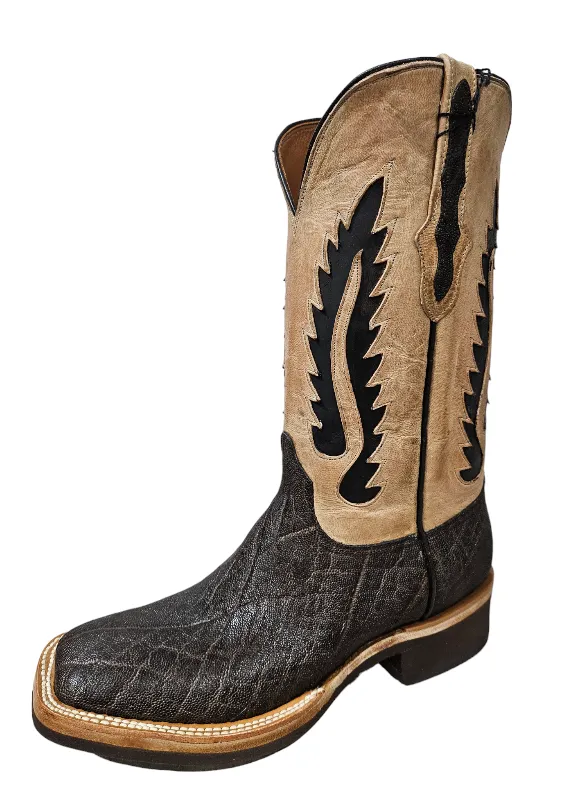 MEN'S BLACK JACK CREPE SOLE EXOTIC ELEPHANT WESTERN BOOTS CH8011-96