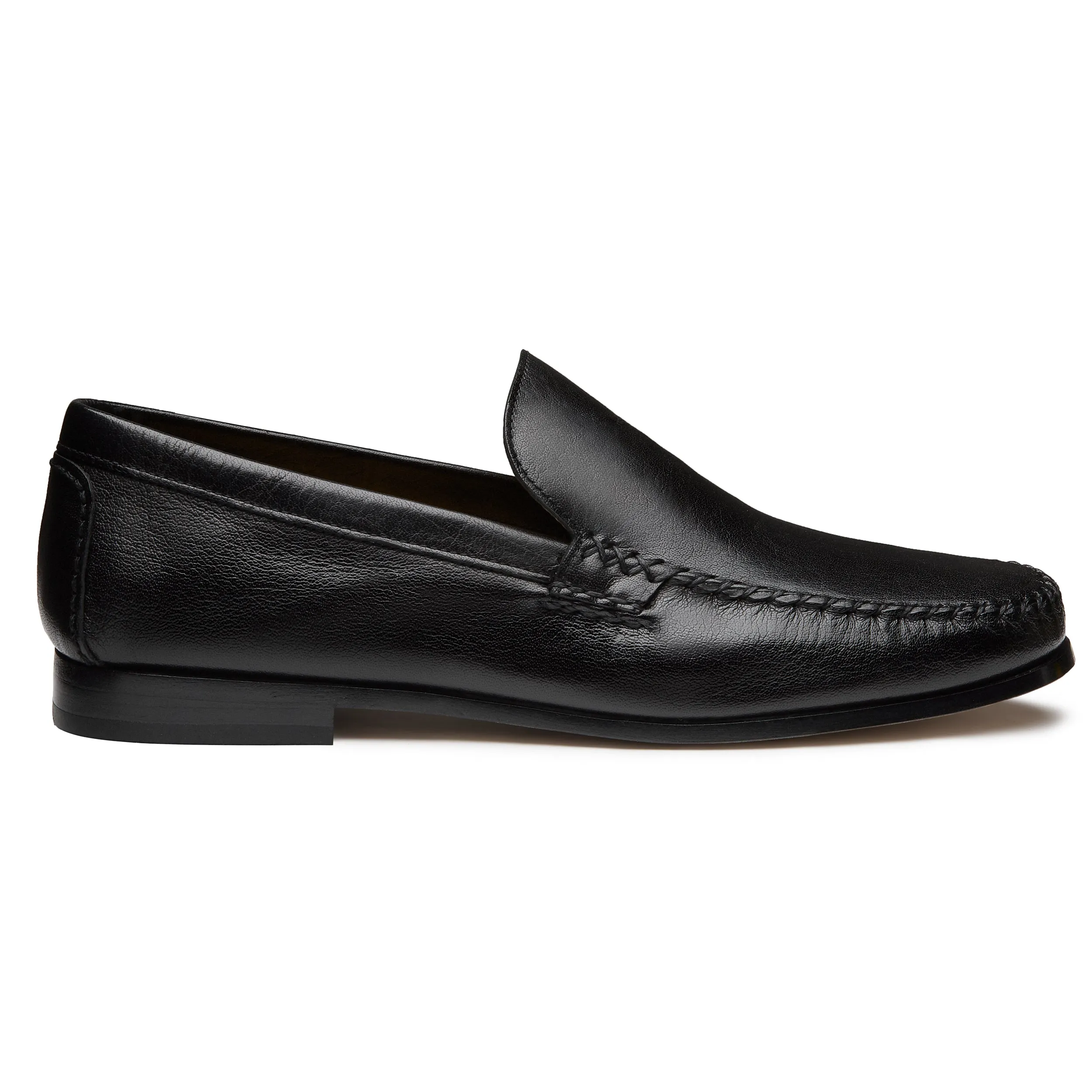 Men’s Black Leather Slip-On Moccasins