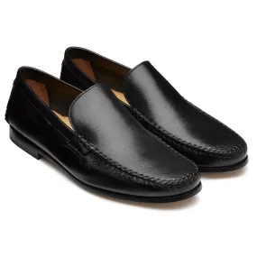 Men’s Black Leather Slip-On Moccasins