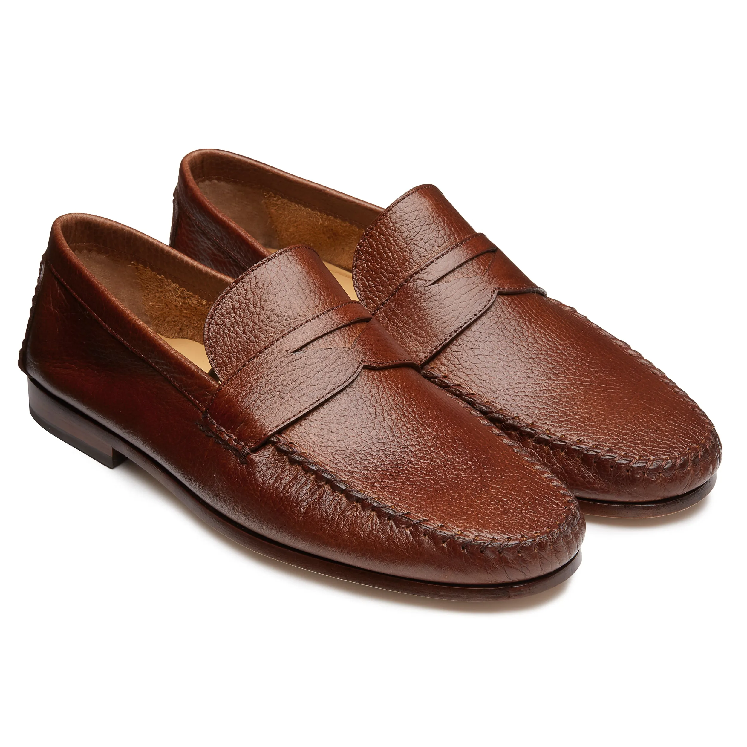 Mens brandy casual leather moccasins