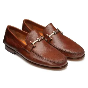 Men’s Buckle Moccasins Tan Leather Shoes