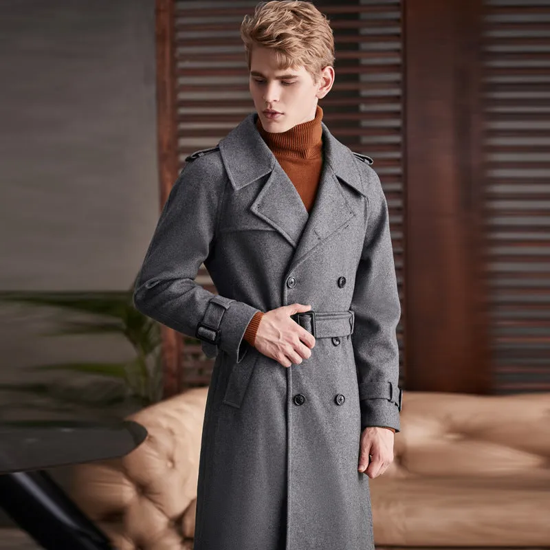 Double Breasted Knee Length Woolen Coat