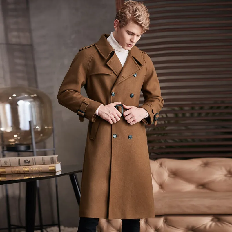 Double Breasted Knee Length Woolen Coat