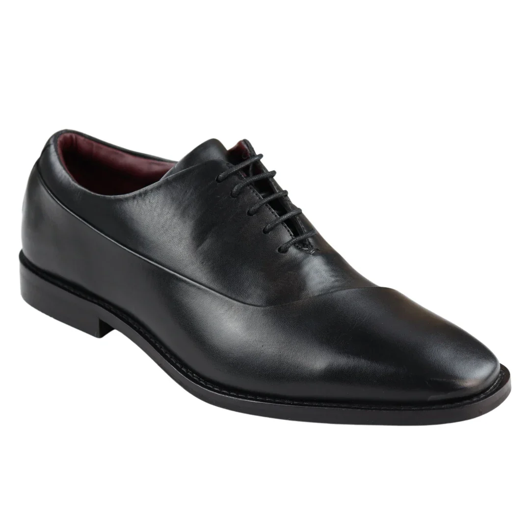 Mens Laced Real Leather Derby Shoes Smart Formal Classic Black