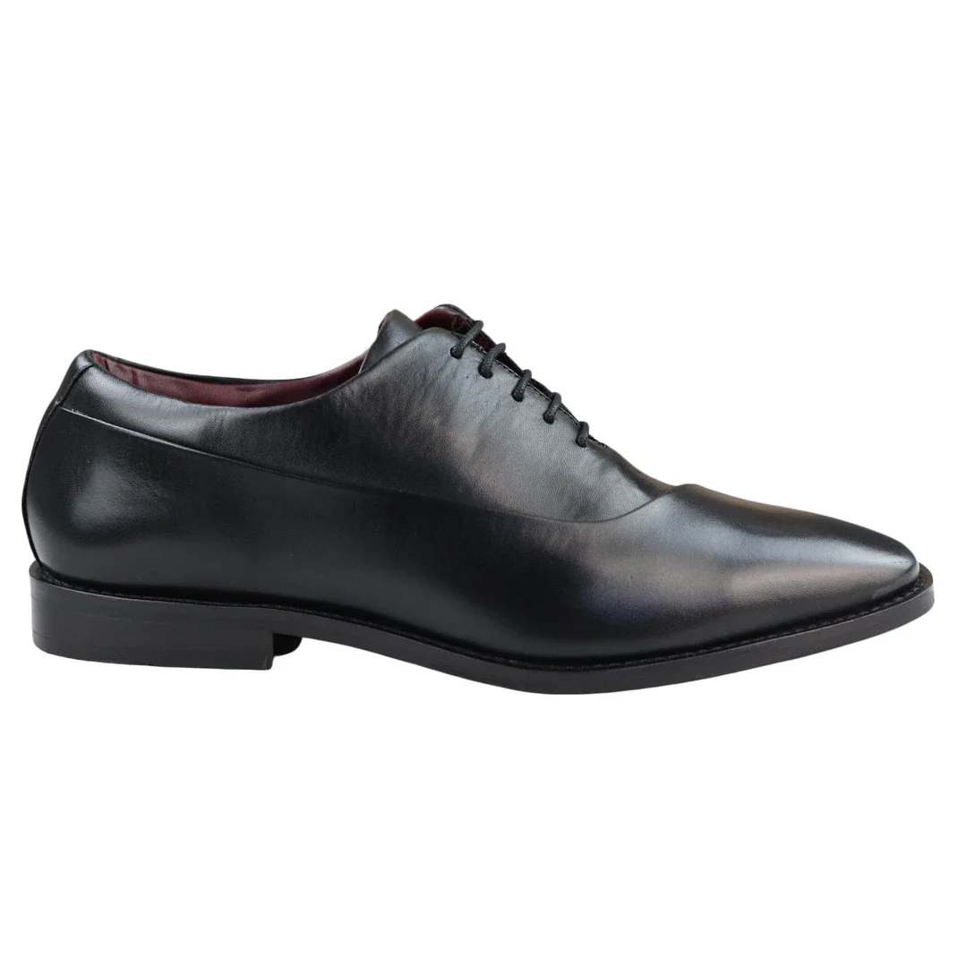 Mens Laced Real Leather Derby Shoes Smart Formal Classic Black