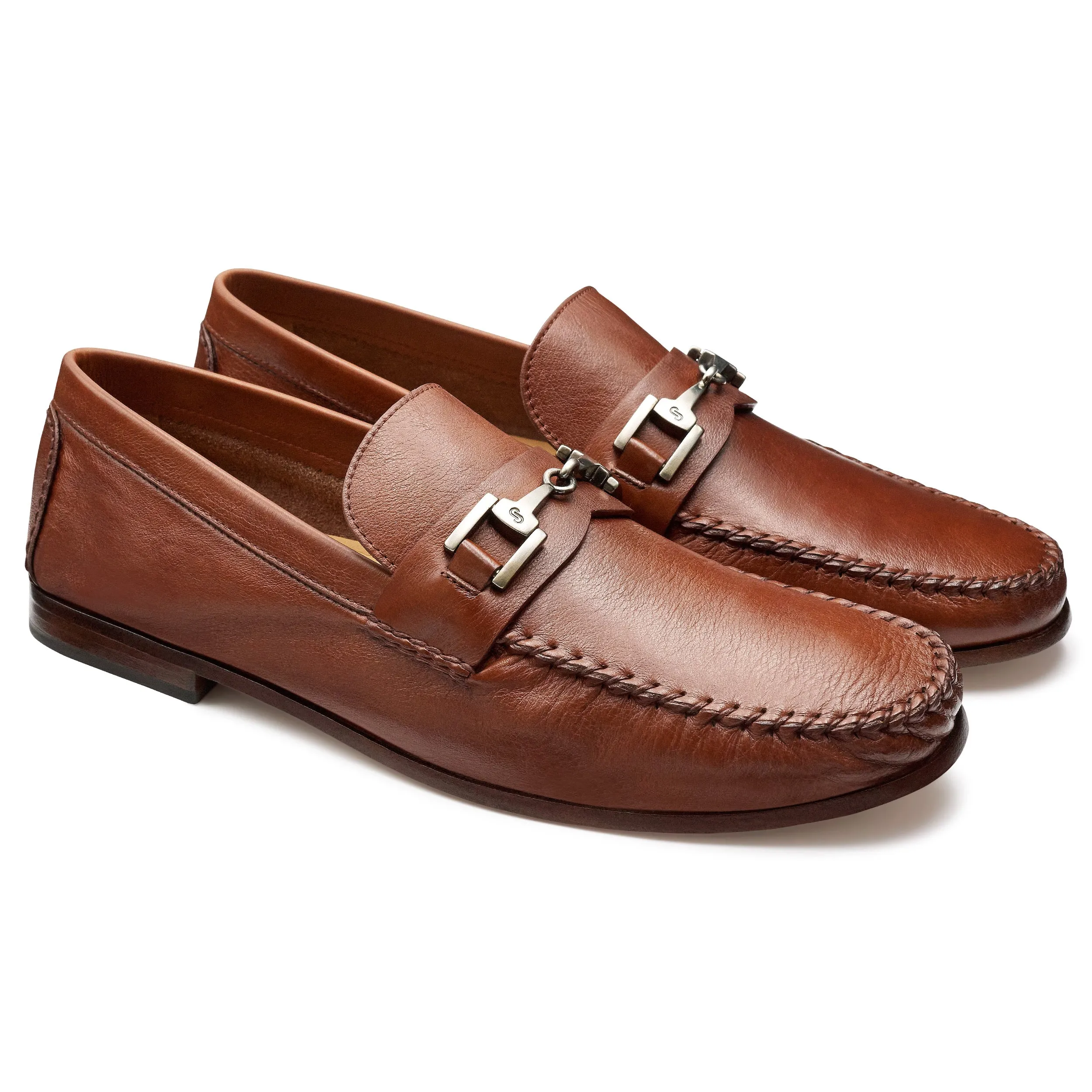 Mens  leather buckle moccasins