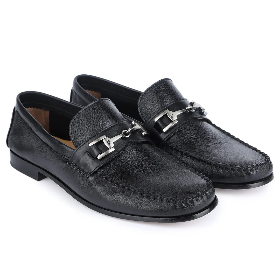 Mens  leather buckle moccasins