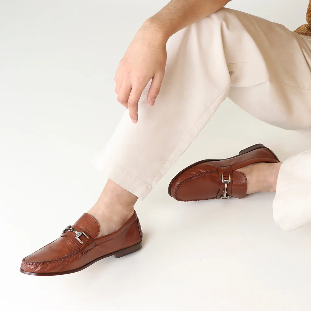 Mens  leather buckle moccasins