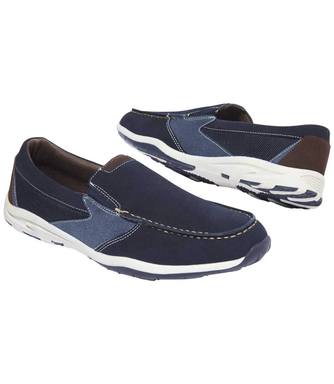 Men's Navy Elasticated Moccasins