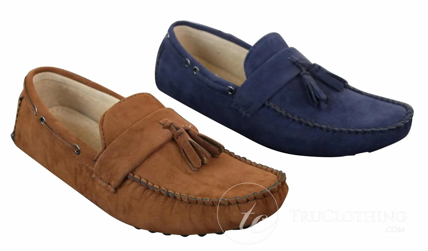 Mens Suede Brown Navy Tassle Loafers Driving Shoes Moccasins Slip On Leather