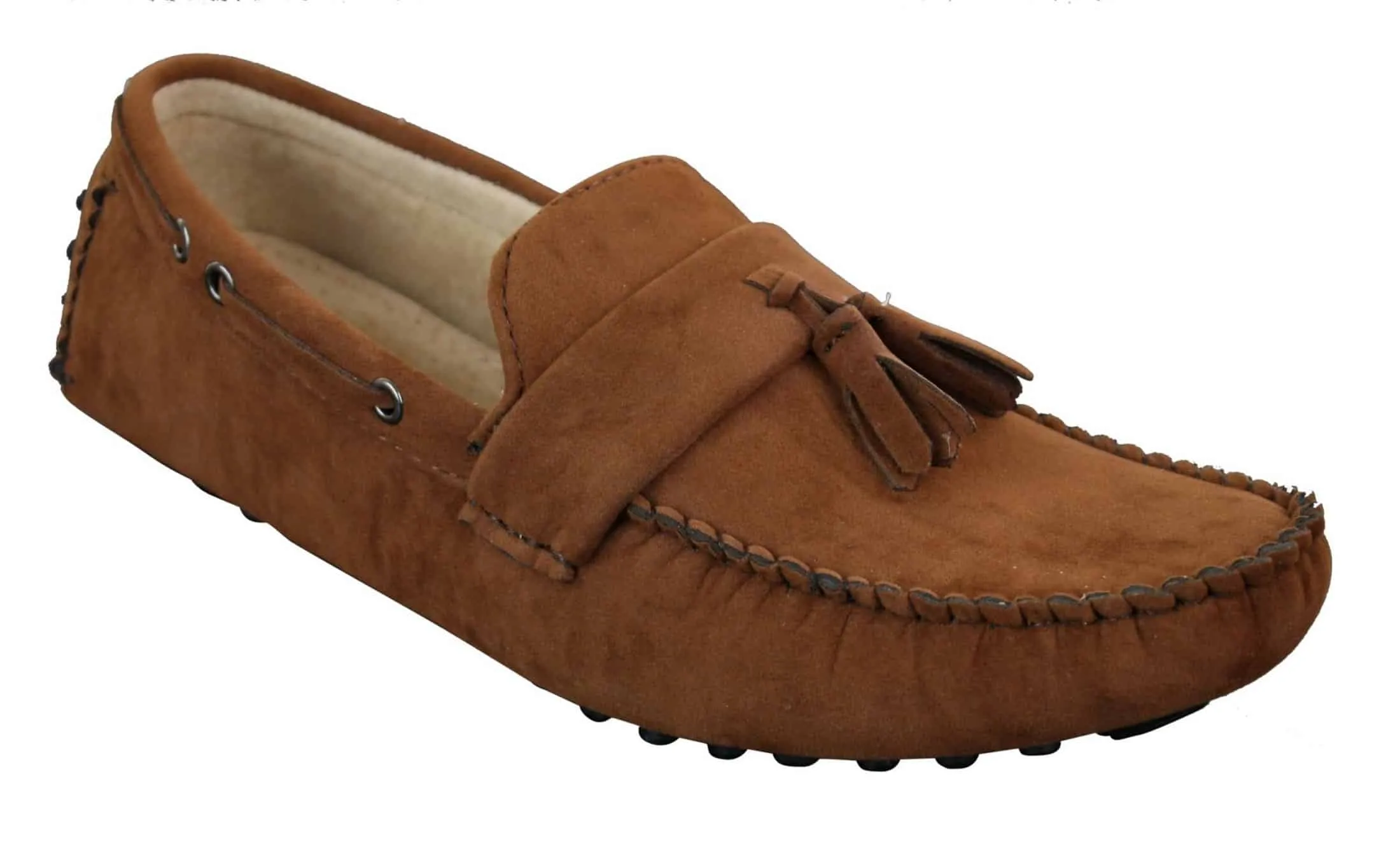 Mens Suede Brown Navy Tassle Loafers Driving Shoes Moccasins Slip On Leather