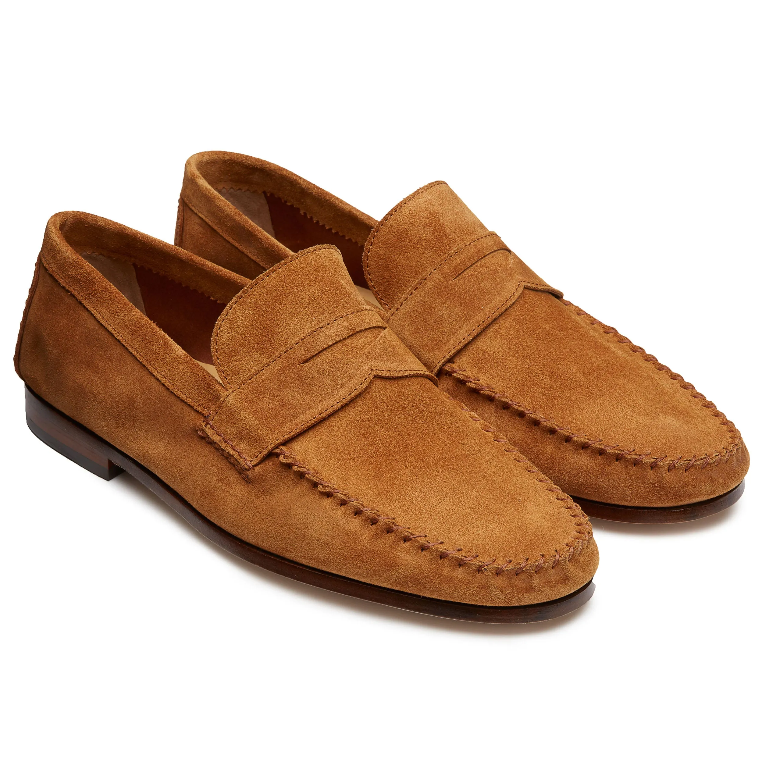 Men's Tan Suede Penny Moccasins Shoes