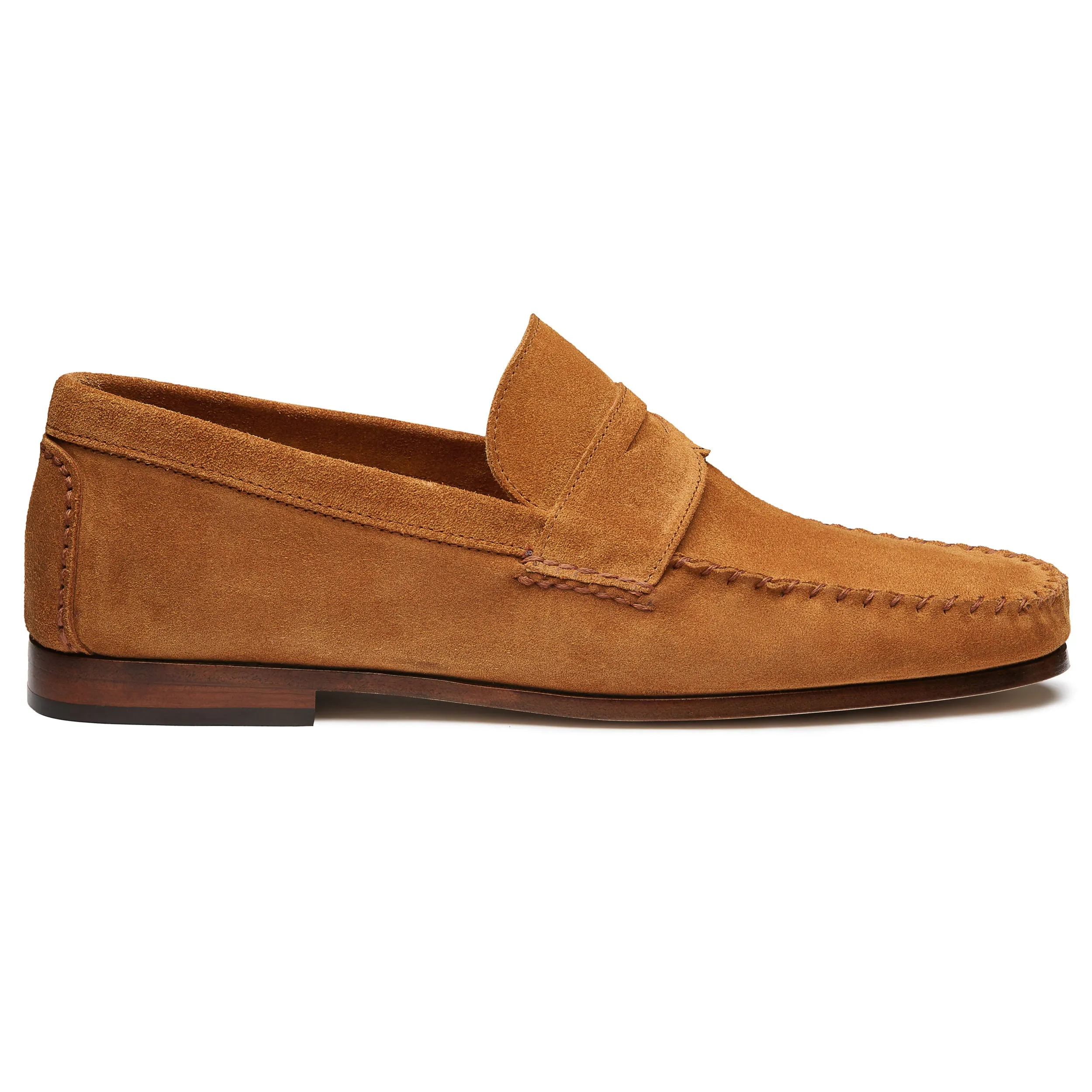 Men's Tan Suede Penny Moccasins Shoes