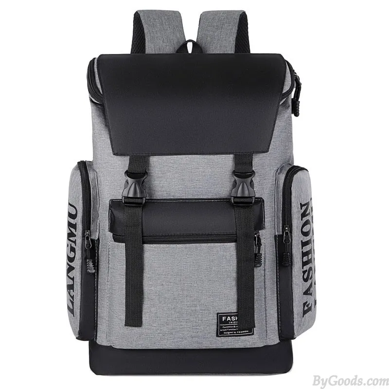 Men's Waterproof Outdoor Computer Daypack School Backpack Leisure Double Buckle Bag Travel Backpacks