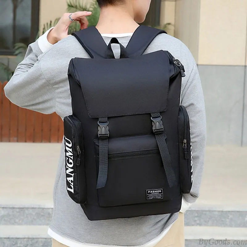 Men's Waterproof Outdoor Computer Daypack School Backpack Leisure Double Buckle Bag Travel Backpacks