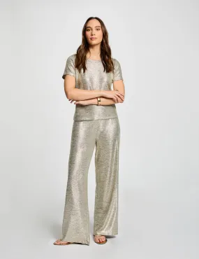 Metallised wide leg trousers gold women