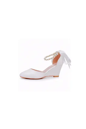 Mid Chunky Heels Pointed Toe Women's Wedding Shoes