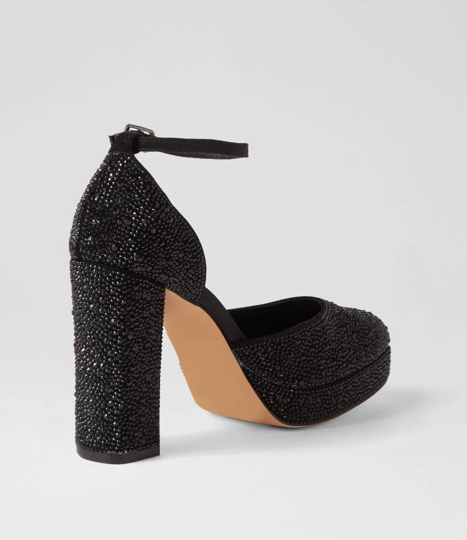 MIDAS Angelik Black Jewels Suede Heels