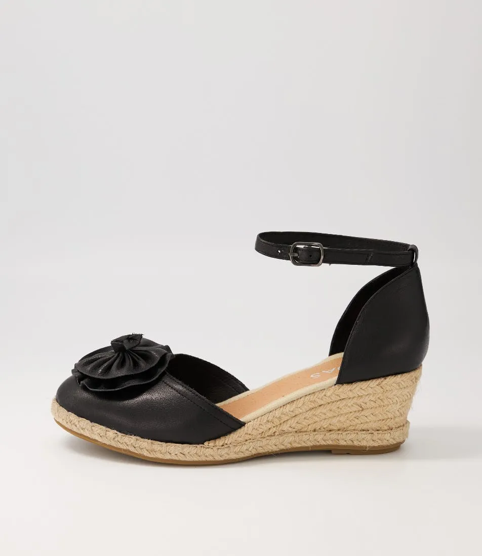 MIDAS Reni Black Natural Rope Leather Heels