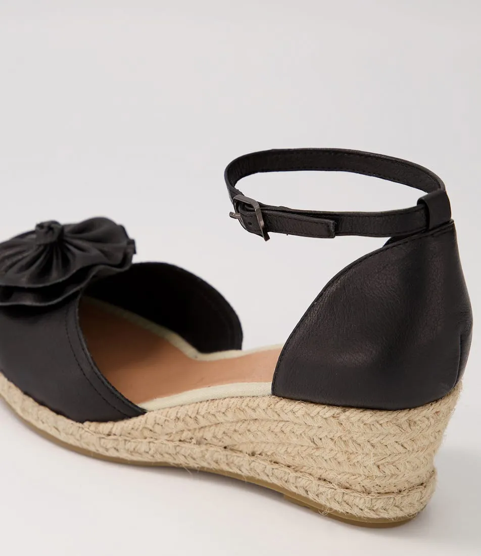 MIDAS Reni Black Natural Rope Leather Heels