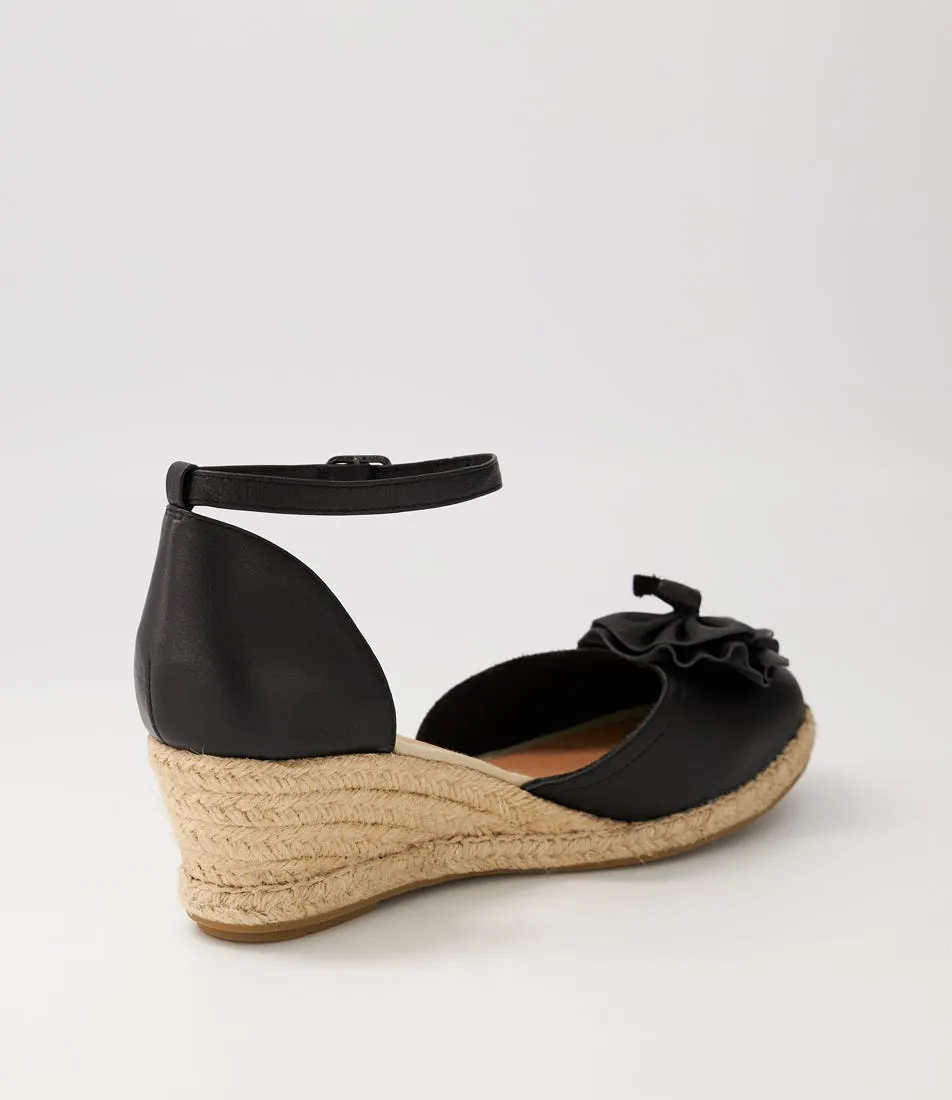 MIDAS Reni Black Natural Rope Leather Heels