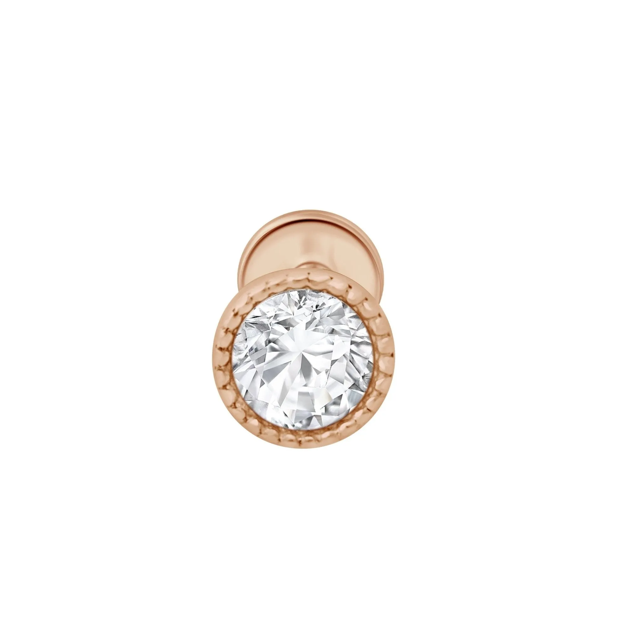 Milgrain Flat Back Cubic Zirconia Stud