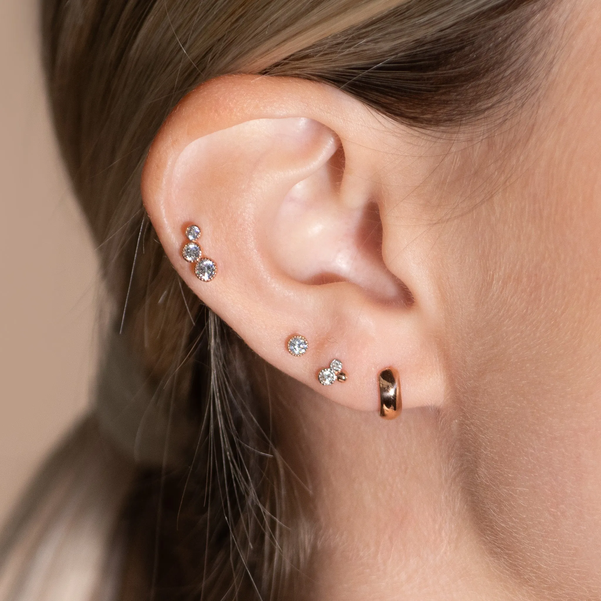 Milgrain Flat Back Cubic Zirconia Stud