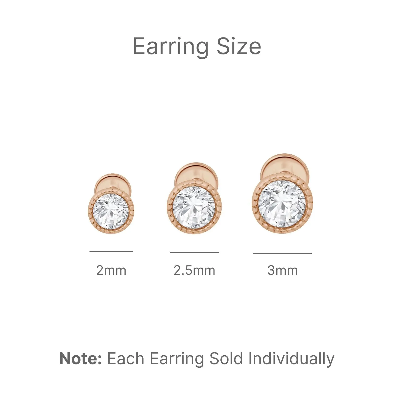 Milgrain Flat Back Cubic Zirconia Stud