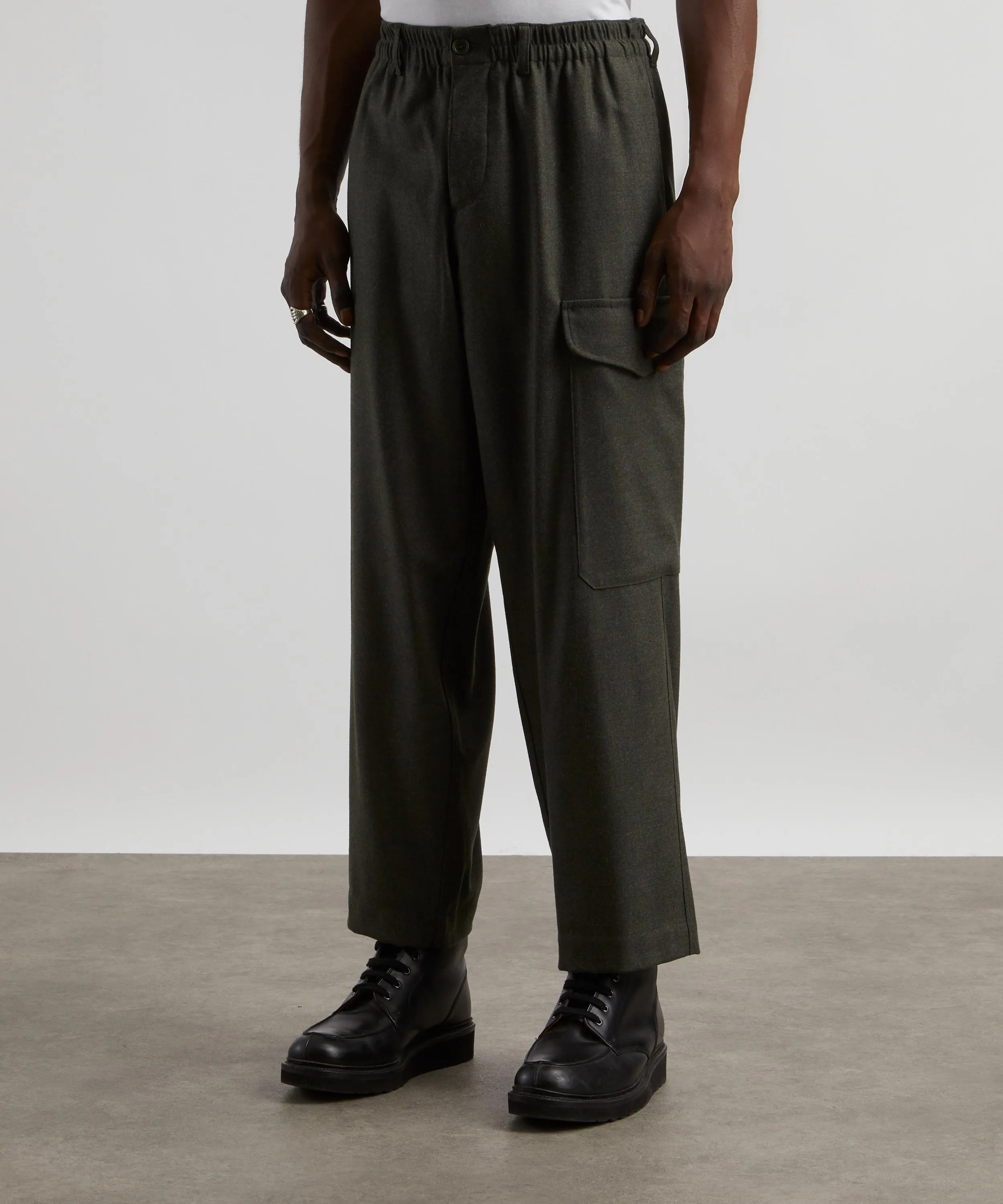 Military Wool-Blend Flannel Trousers